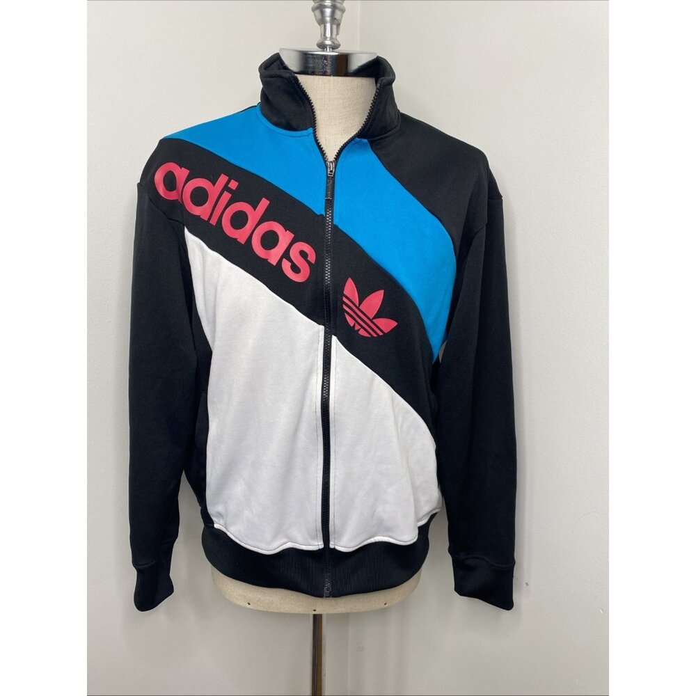 Adidas Ultrastar Trefoil Men's L Full Zip Track Jacket Pink Blue White Black
